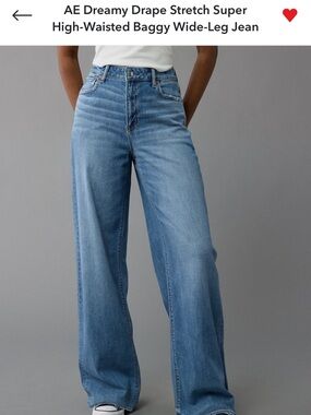 American Eagle Outfitters Light Blue High‑Waisted Wide Leg Jeans
